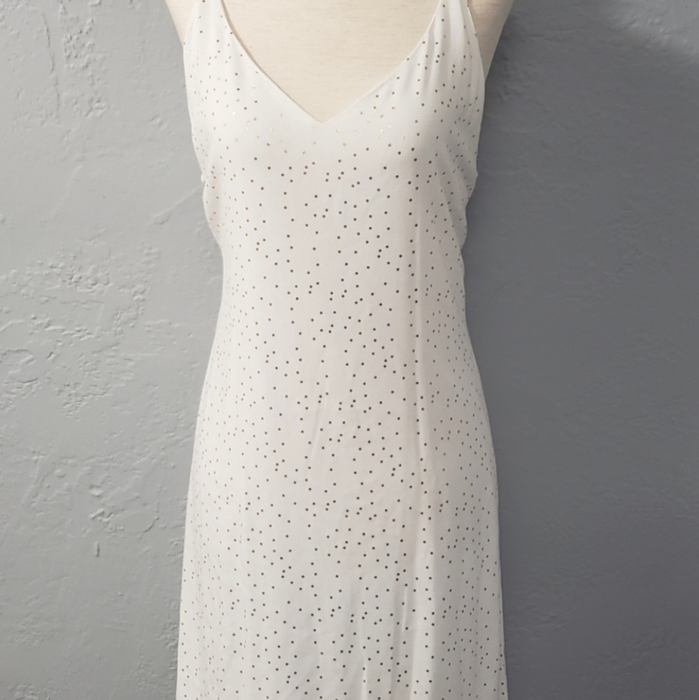 Brand New White Dress with Gold Poka dots